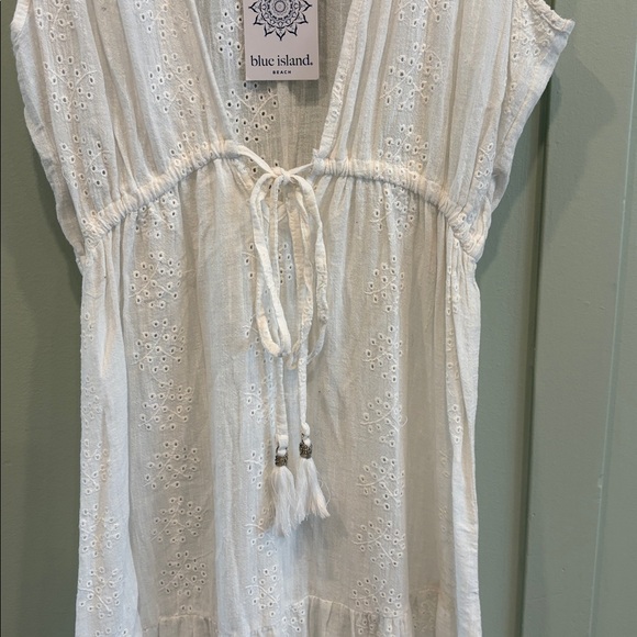 🤍 Blue Island White Eyelet Swimsuit Cover-Up Dress • Small • NWT - Picture 4 of 5